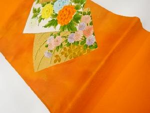 色紙に牡丹・菊・萩模様織出し名古屋帯